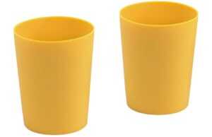 Hořčicově žlutý silikonový dětský set dvou kelímků Kave Home Epiphany