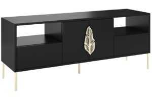 Černý lakovaný TV stolek Skandica Merlin 136 x 40 cm