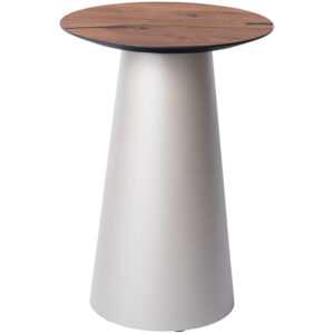 Hnědý dubový odkládací stolek Marco Barotti 45 cm s matnou stříbrnou podnoží