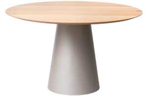 Dubový jídelní stůl Marco Barotti 130 cm s matnou stříbrnou podnoží