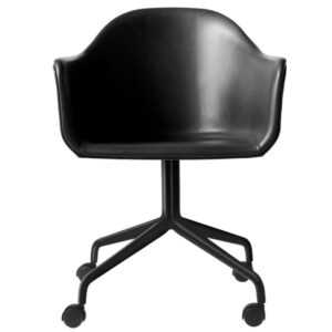 Černá kožená konferenční židle MENU HARBOUR s černou podnoží