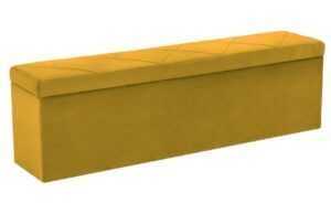 Hořčicově žlutá sametová lavice s úložným boxem Windsor & Co Superb 140 cm