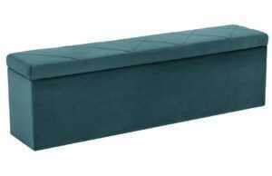Petrolejově modrá sametová lavice s úložným boxem Windsor & Co Superb 160 cm
