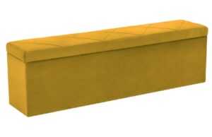 Hořčicově žlutá sametová lavice s úložným boxem Windsor & Co Superb 180 cm