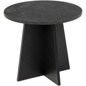 Scandi Černý odkládací stolek Karola 50 cm s mramorovým dekorem