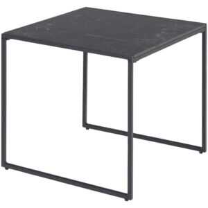 Scandi Černý kovový odkládací stolek s mramorovým dekorem Rowan 50 x 50 cm