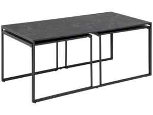 Scandi Set tří černých kovových konferenčních stolků Rowan 56/56/120 x 56/56/60 cm