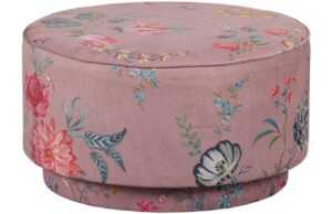 Hoorns Růžový sametový taburet Pip Fleur 60 cm