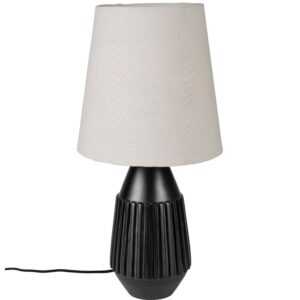 White Label Černá kovová stolní lampa WLL AYSA s bavlněným stínidlem