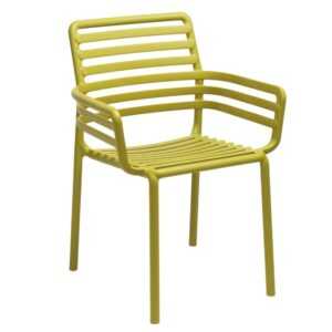 Žlutá plastová zahradní židle Nardi Doga s područkami