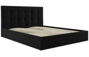 Černá sametová dvoulůžková postel MICADONI Phaedra 180 x 200 cm