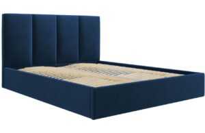 Královsky modrá sametová dvoulůžková postel MICADONI Pyla 160 x 200 cm s úložným prostorem