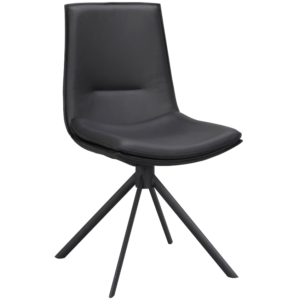 Černá kožená otočná jídelní židle ROWICO LOWELL