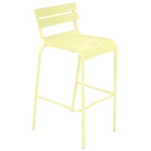 Citronově žlutá kovová barová židle Fermob Luxembourg 80 cm