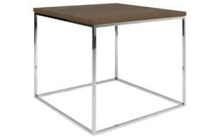 Ořechový konferenční stolek TEMAHOME Gleam 50 x 50 cm s chromovanou podnoží