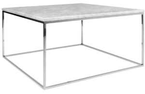 Bílý mramorový konferenční stolek TEMAHOME Gleam II. 75x75 cm s chromovanou podnoží