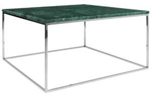 Zelený mramorový konferenční stolek TEMAHOME Gleam II. 75x75 cm s chromovanou podnoží