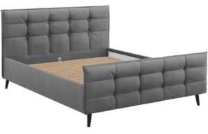 Šedá sametová dvoulůžková postel MICADONI Bruce 160 x 200 cm