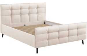 Béžová sametová dvoulůžková postel MICADONI Bruce 140 x 200 cm
