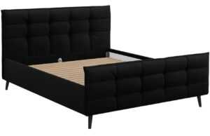 Černá sametová dvoulůžková postel MICADONI Bruce 140 x 200 cm