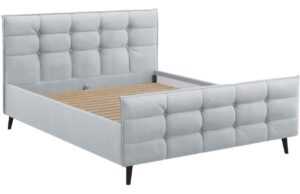Světle šedá sametová dvoulůžková postel MICADONI Bruce 180 x 200 cm