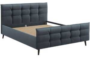 Modrá látková dvoulůžková postel MICADONI Bruce 160 x 200 cm