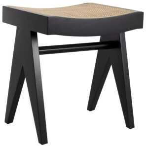 Černá dřevěná stolička Eichholtz Arnaud 43 cm s ratanovým výpletem