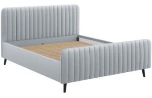 Světle šedá sametová dvoulůžková postel MICADONI Lily 160 x 200 cm