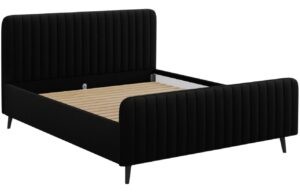 Černá sametová dvoulůžková postel MICADONI Lily 180 x 200 cm