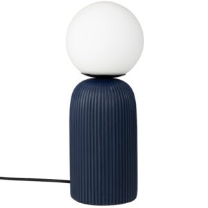 Bílá skleněná stolní lampa ZUIVER DASH s modrou keramickou podstavou