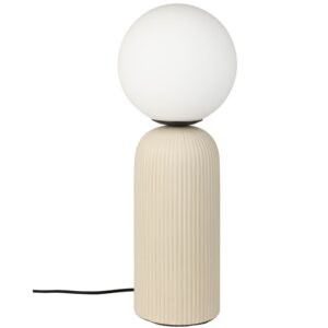 Bílá skleněná stolní lampa ZUIVER DASH s béžovou keramickou podstavou