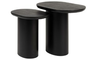 White Label Set dvou černých dřevěných odkládacích stolků WLL BELA