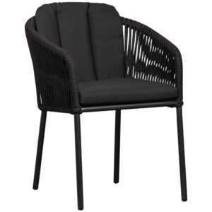 Hoorns Černá pletená zahradní jídelní židle Malne