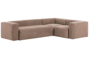 Kave Home Světle růžová rohová pohovka Blok 320 x 230 cm