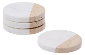 Set čtyř bílo-hnědých mramorových podtácků Kave Home Nivol