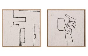 Set dvou abstraktních obrazů Kave Home Neyra II. 30 x 30 cm