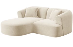 Cosmopolitan Design Světle béžová sametová rohová pohovka Campi 180 cm