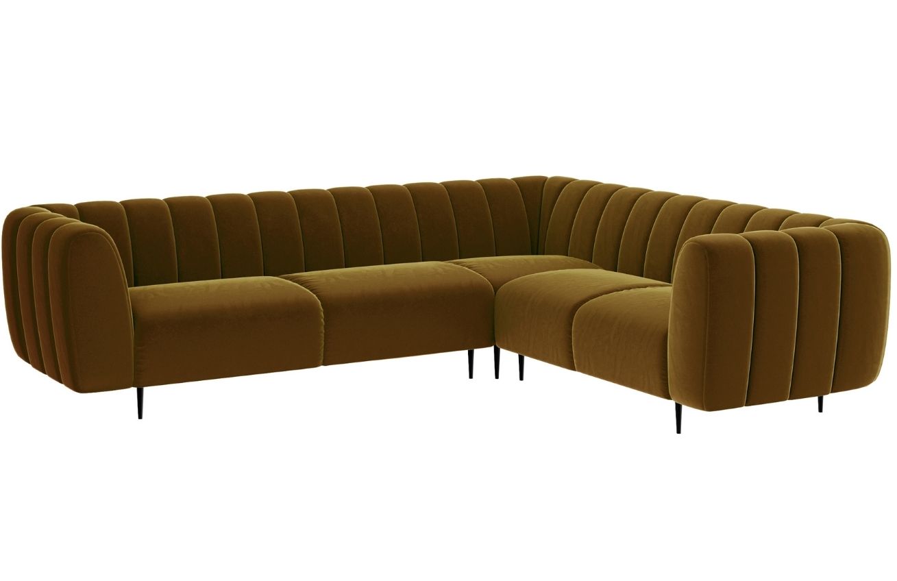 Ghado Sametová rohová pohovka Shel 280 cm