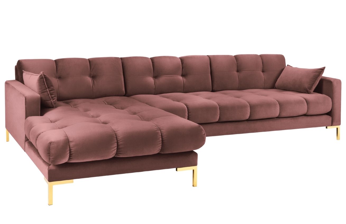 Micadoni Sametová rohová pohovka Mamaia 293 cm