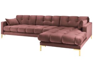 Micadoni Sametová rohová pohovka Mamaia 293 cm