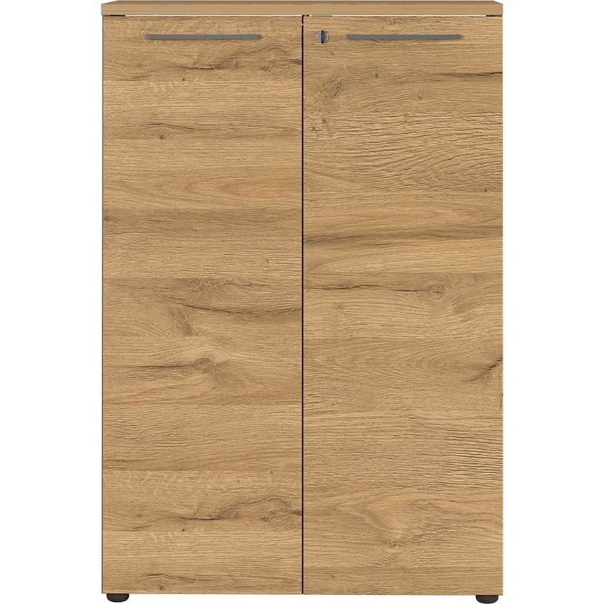 Germania Grafitově šedá kancelářská skříňka Agenda 120 x 80 cm s dubovým dekorem