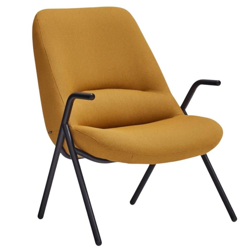 Teulat Nízké žluté křeslo Dins s kovovou podnoží