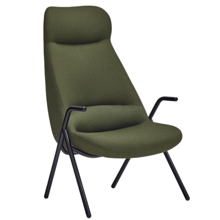 Teulat Vysoké zelené křeslo Dins s kovovou podnoží