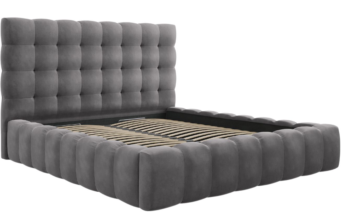 Micadoni Sametová postel Mamaia 180 x 200 cm s úložným prostorem
