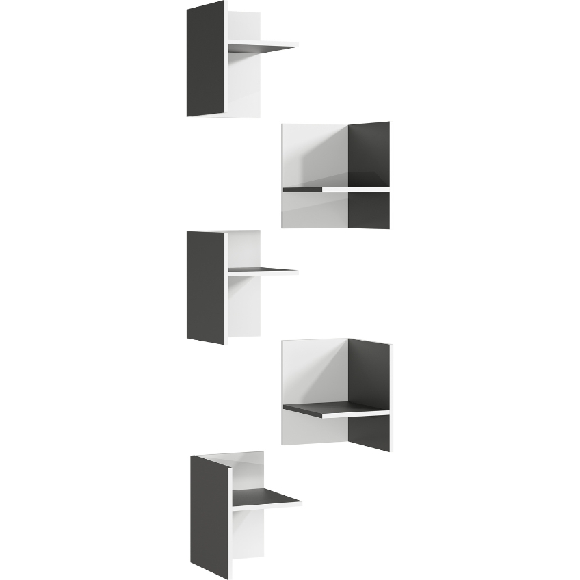 Germania Set pěti bílo-šedých přídavných polic Pasadena