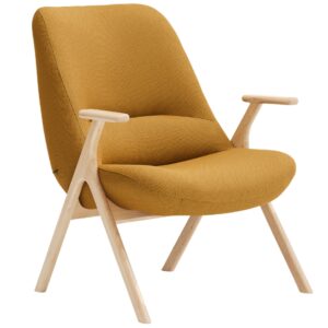 Teulat Nízké žluté křeslo Dins s dřevěnou podnoží
