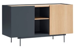 Antracitově šedá dubová komoda Teulat Otto 130 x 49 cm