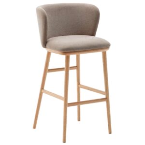 Kave Home Světle hnědá barová židle Ciselia 75 cm s dřevěnou podnoží