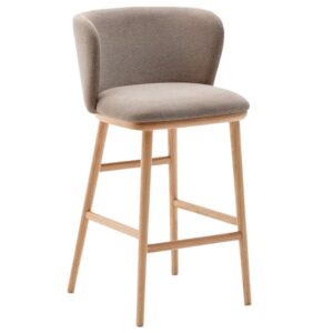 Kave Home Světle hnědá barová židle Ciselia 65 cm s dřevěnou podnoží