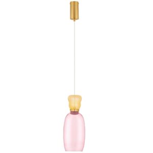 Růžovo-žluté skleněné závěsné LED světlo Nova Luce Pluma 15 cm